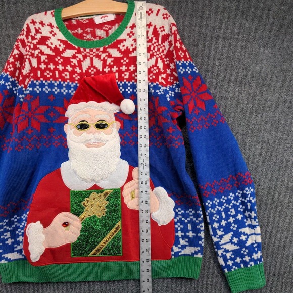 Holiday Time Men's Santa Christmas Sweater Multicolor XL 46-48 Fair Isle - Picture 12 of 14
